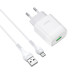 Мережевий зарядний пристрій з кабелем HOCO C72Q Glorious single port QC3.0 charger set(Micro) 18W White Мережевий зарядний пристрій з кабелем HOCO C72Q Glorious single port QC3.0 charger set(Micro) 18W White