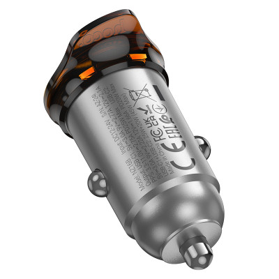 Автомобільний зарядний пристрій HOCO NZ16B Rigorous PD45W(2C) car charger Metal Grey Автомобільний зарядний пристрій HOCO NZ16B Rigorous PD45W(2C) car charger Metal Grey