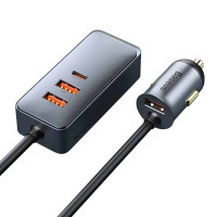Автомобільний зарядний пристрій Baseus Share Together PPS multi-port Fast charging with extension cord 120W 3U+1C Gray