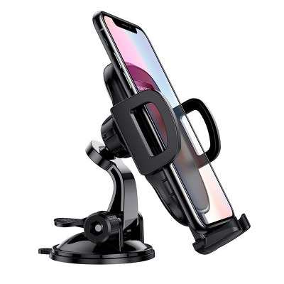 Автотримач для телефона BOROFONE BH37 Route push type suction cup car holder Black Автотримач для телефона BOROFONE BH37 Route push type suction cup car holder Black