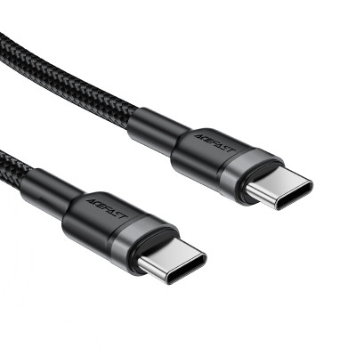 Кабель ACEFAST C22-03, Type-C to Type-C, 60W, 3A, 1.2m, Nylon Braid, Aluminum Alloy + TPE connectors, Black Кабель ACEFAST C22-03, Type-C to Type-C, 60W, 3A, 1.2m, Nylon Braid, Aluminum Alloy + TPE connectors, Black