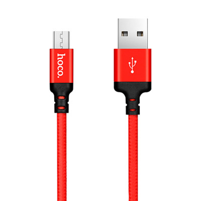 Кабель HOCO X14 USB to Micro 2,4A, 1m, nylon, aluminum connectors Black-red Кабель HOCO X14 USB to Micro 2,4A, 1m, nylon, aluminum connectors Black-red