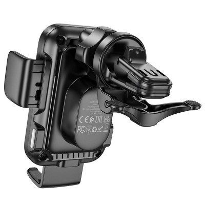 Автотримач для телефона з БЗП HOCO HW10 Jenny three-axis linkage wireless fast charging car holder(air outlet) Black Автотримач для телефона з БЗП HOCO HW10 Jenny three-axis linkage wireless fast charging car holder(air outlet) Black