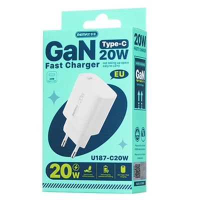 Мережевий зарядний пристрій REMAX GaN Fast charging 1C Charger U187-C20W EU Мережевий зарядний пристрій REMAX GaN Fast charging 1C Charger U187-C20W EU