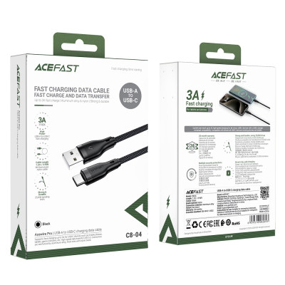 Кабель ACEFAST C8-04 USB-A to USB-C charging data cable 1.2 м Black Кабель ACEFAST C8-04 USB-A to USB-C charging data cable 1.2 м Black