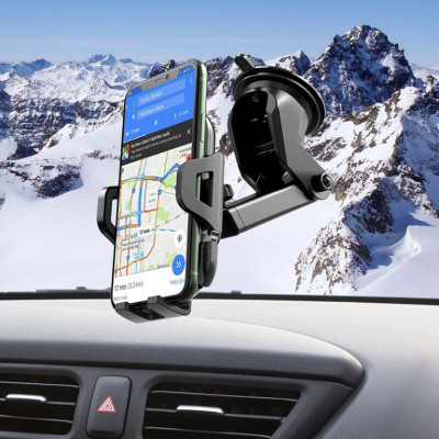 Автодержатель для телефона HOCO CA76 Touareg one-touch center console car holder Black