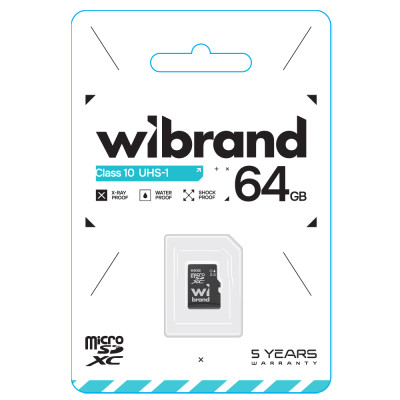 Карта пам'яті microSDXC (UHS-1) Wibrand 64Gb class 10 Карта пам'яті microSDXC (UHS-1) Wibrand 64Gb class 10