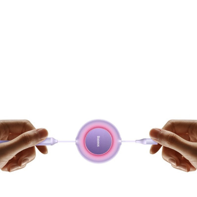 Кабель Baseus Bright Mirror 2 Series Retractable 3-in-1 Fast Charging  Data Cable Type-C to M+L+C 100W 1.1m Purple