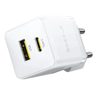 Мережевий зарядний пристрій Baseus Palm Fast Charger C+U 20W EU Moon White