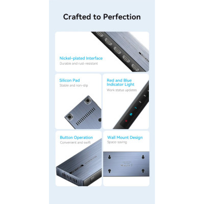 Сплітер Vention 4K 1x8 HDMI Splitter Black Aluminum Alloy Type EU Standard