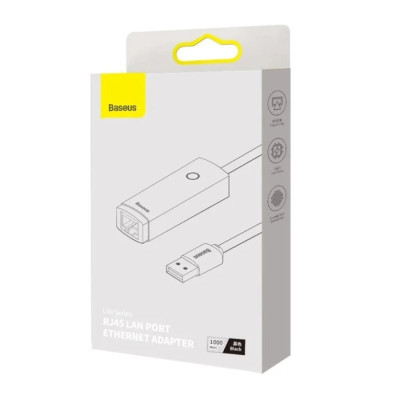 USB-Hub Baseus Lite Series Ethernet Adapter USB-A to RJ45 LAN Port (1000Mbps) Black USB-Hub Baseus Lite Series Ethernet Adapter USB-A to RJ45 LAN Port (1000Mbps) Black