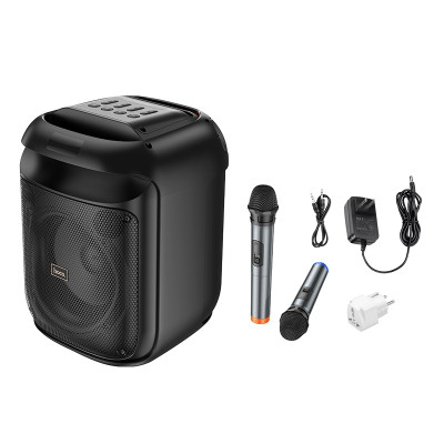 Портативна колонка HOCO HA13 Ramon outdoor BT speaker with two wireless microphones Black