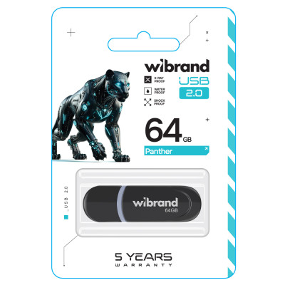 Флеш-накопичувач Wibrand USB 2.0 Panther 64Gb Black Флеш-накопичувач Wibrand USB 2.0 Panther 64Gb Black