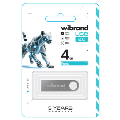Флеш-накопичувач Wibrand USB 2.0 Puma 4Gb Silver Флеш-накопичувач Wibrand USB 2.0 Puma 4Gb Silver
