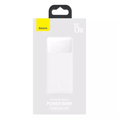 Зовнішній акумулятор Baseus Bipow Digital Display Power Bank 20000mAh 15W White