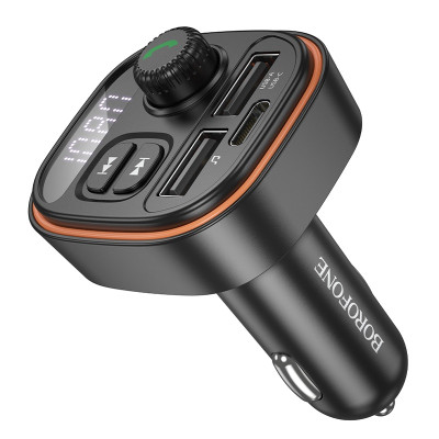 АЗП з FM-модулятором BOROFONE BC59 Heroic car BT FM transmitter Black