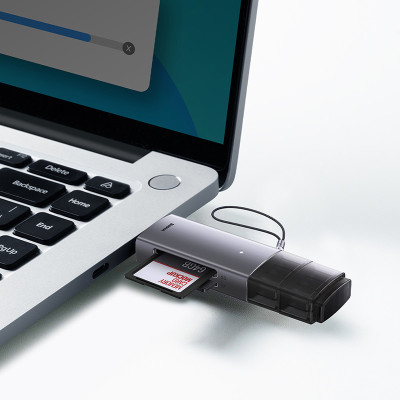 USB-хаб Baseus Lite Series USB-A & Type-C  to SD/TF Card Reader  Grey