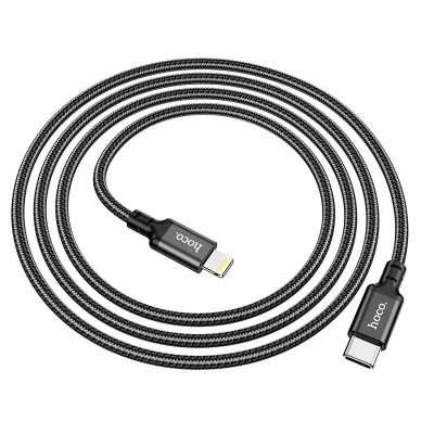 Кабель HOCO X14 Type-C to iP 3A, 20W, 1m, nylon, aluminum connectors, Black Кабель HOCO X14 Type-C to iP 3A, 20W, 1m, nylon, aluminum connectors, Black