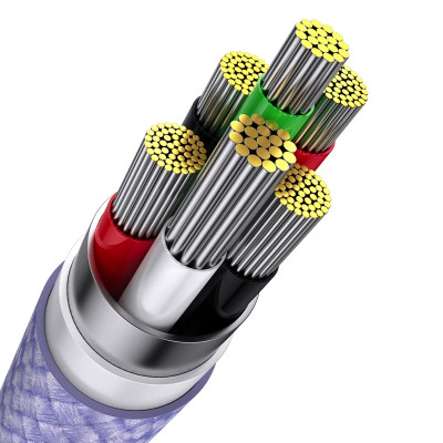 Кабель Baseus Flash Series Ⅱ One-for-three Fast Charging Data Cable USB to M+L+C 100W 1.2m Purple Кабель Baseus Flash Series Ⅱ One-for-three Fast Charging Data Cable USB to M+L+C 100W 1.2m Purple