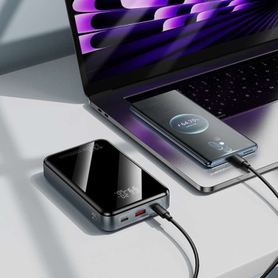 Зовнішній акумулятор HOCO Q30A Fast charge 130W power bank(20000mAh) Metal Gray