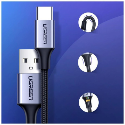 Кабель UGREEN US288 USB-A 2.0 to USB-C Cable Nickel Plating Aluminum Braid 1m (Black) (UGR-60126) Кабель UGREEN US288 USB-A 2.0 to USB-C Cable Nickel Plating Aluminum Braid 1m (Black) (UGR-60126)