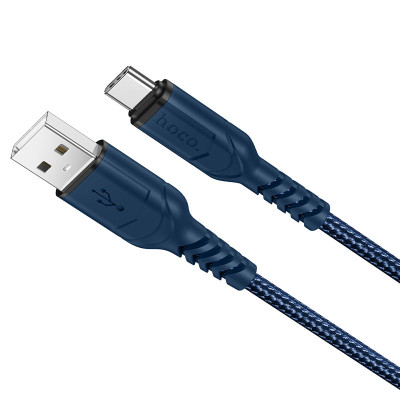 Кабель HOCO X59 USB to Type-C 3A, 1m, nylon, TPE connectors, Blue Кабель HOCO X59 USB to Type-C 3A, 1m, nylon, TPE connectors, Blue