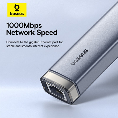 USB-хаб Baseus UltraJoy Series 5-Port HUB AIR Space Grey（Type-C to HDMI4K@60Hz*1+USB3.0*2+PD*1+RJ45*1）