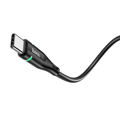 Кабель HOCO U93 USB to Type-C 3A, 1.2m, nylon, aluminum connectors, light indicator, Black Кабель HOCO U93 USB to Type-C 3A, 1.2m, nylon, aluminum connectors, light indicator, Black