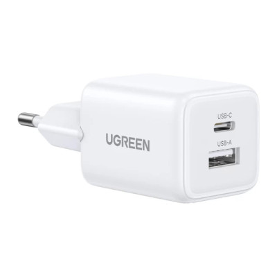 Мережевий зарядний пристрій UGREEN X514 20W 2-Port GaN Fast Charger EU White Мережевий зарядний пристрій UGREEN X514 20W 2-Port GaN Fast Charger EU White