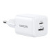 Мережевий зарядний пристрій UGREEN X514 20W 2-Port GaN Fast Charger EU White Мережевий зарядний пристрій UGREEN X514 20W 2-Port GaN Fast Charger EU White