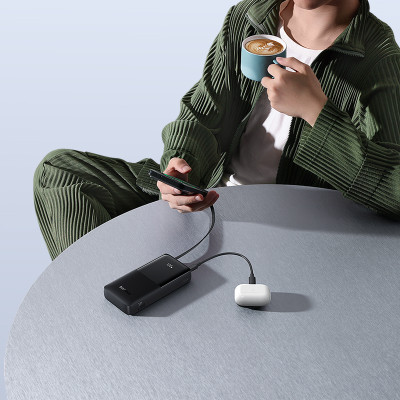 Зовнішній акумулятор Baseus Bipow 2 Digital Display Power Bank With Built-in USB-C Cable 20000mah 20W Cluster Black