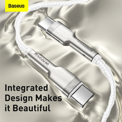 Кабель Baseus Cafule Series Metal Data Cable Type-C to Type-C 100W 1m White Кабель Baseus Cafule Series Metal Data Cable Type-C to Type-C 100W 1m White