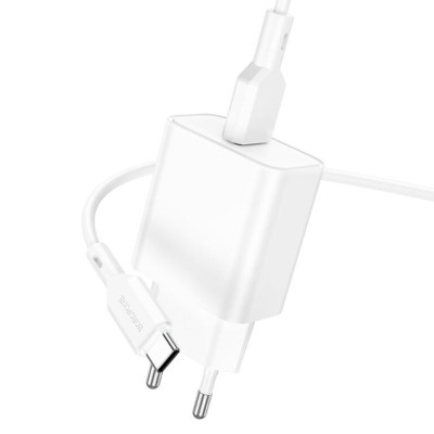 Мережевий зарядний пристрій з кабелем BOROFONE BA72A Spring single port QC3.0 charger set(Type-C) 18W White Мережевий зарядний пристрій з кабелем BOROFONE BA72A Spring single port QC3.0 charger set(Type-C) 18W White