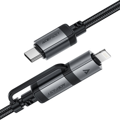 Кабель ACEFAST C20-01 USB-C to USB-C / Lightning aluminum alloy connectors charging data cable Black