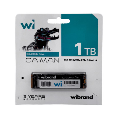 Накопичувач SSD M.2 Wibrand Caiman 1TB NVMe 2280 PCIe 3.0 3D NAND Накопичувач SSD M.2 Wibrand Caiman 1TB NVMe 2280 PCIe 3.0 3D NAND