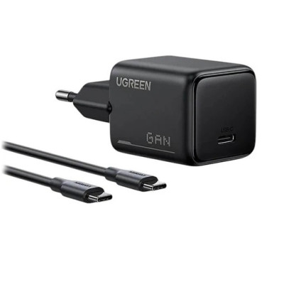 Мережевий зарядний пристрій UGREEN X517 25W USB-C GaN Fast Charger Set EU+1M CC Cable black Мережевий зарядний пристрій UGREEN X517 25W USB-C GaN Fast Charger Set EU+1M CC Cable black