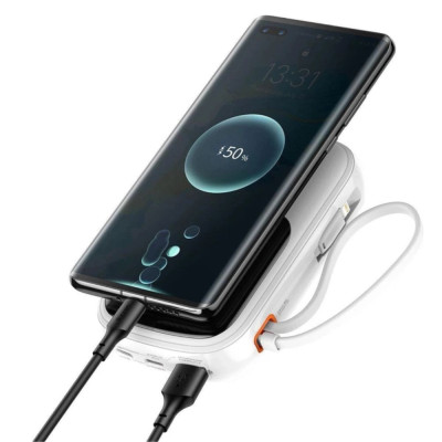 Зовнішній акумулятор Baseus Qpow Pro Digital Display Fast Charge Power Bank 10000mAh 20W iP Edition White(With: Simple charging cable Type-C 3A 0.3m W Зовнішній акумулятор Baseus Qpow Pro Digital Display Fast Charge Power Bank 10000mAh 20W iP Edition White(With: Simple charging cable Type-C 3A 0.3m W