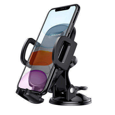Автотримач для телефона BOROFONE BH37 Route push type suction cup car holder Black Автотримач для телефона BOROFONE BH37 Route push type suction cup car holder Black