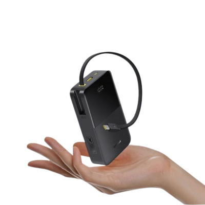 Зовнішній акумулятор Baseus EnerFill FC51 Bipow2 Pro Digital Display Power Bank with Built-in Cable 20000mAh 22.5W Cosmic Black