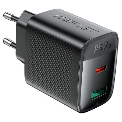 Мережевий зарядний пристрій ACEFAST A106 PD45W GaN (USB-C+USB-A) charger (EU) Black Мережевий зарядний пристрій ACEFAST A106 PD45W GaN (USB-C+USB-A) charger (EU) Black