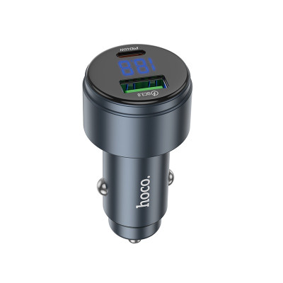 Автомобільний зарядний пристрій HOCO Z57B Glorious 63W dual-port digital display PD45W+QC3.0 car charger Metal Gray Автомобільний зарядний пристрій HOCO Z57B Glorious 63W dual-port digital display PD45W+QC3.0 car charger Metal Gray