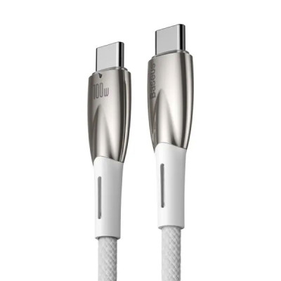 Кабель Baseus Glimmer Series Fast Charging Data Cable Type-C to Type-C 100W 1m White Кабель Baseus Glimmer Series Fast Charging Data Cable Type-C to Type-C 100W 1m White
