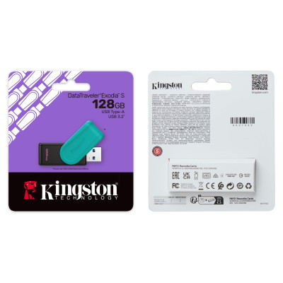Флеш-накопичувач Kingston USB 3.2 DT Exodia S 128GB Black/Turquoise