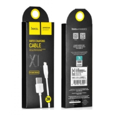 Кабель HOCO X1 USB to iP 2.4A, 2m, PVC, PVC connectors, White Кабель HOCO X1 USB to iP 2.4A, 2m, PVC, PVC connectors, White
