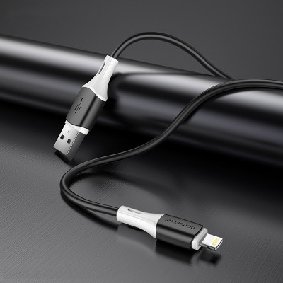 Кабель BOROFONE BX79 USB to iP 2.4A, 1m, silicone, silicone connectors, Black Кабель BOROFONE BX79 USB to iP 2.4A, 1m, silicone, silicone connectors, Black