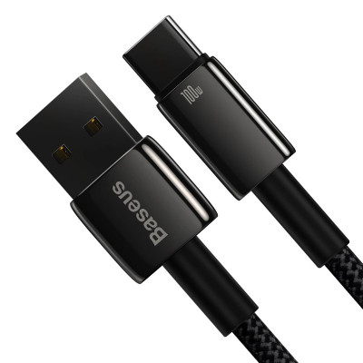 Кабель Baseus Tungsten Gold Fast Charging Data Cable USB to Type-C 100W 1m Black Кабель Baseus Tungsten Gold Fast Charging Data Cable USB to Type-C 100W 1m Black