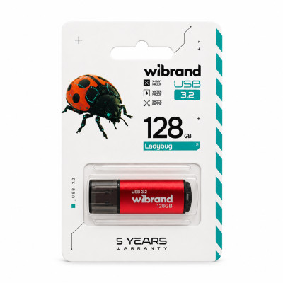 Флеш-накопичувач Wibrand USB 3.2 Gen1 Ladybug 128GB Red Флеш-накопичувач Wibrand USB 3.2 Gen1 Ladybug 128GB Red