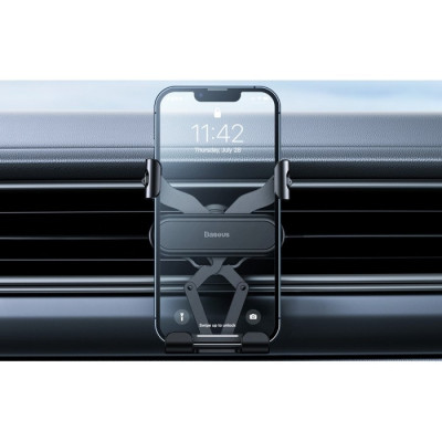 Автотримач для телефона Baseus Stable Gravitational Car Mount Lite (Air Outlet Version) black