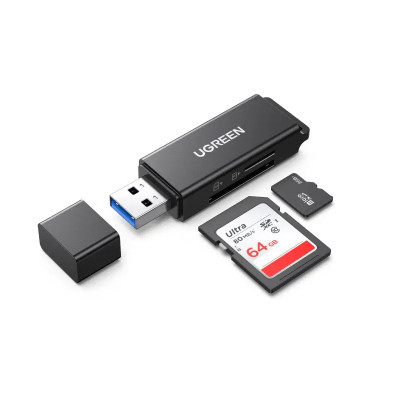 Картрідер UGREEN USB 3.0 to TF + SD Dual Card Reader (Black) Картрідер UGREEN USB 3.0 to TF + SD Dual Card Reader (Black)