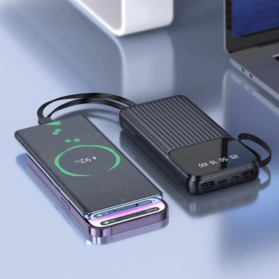 Зовнішній акумулятор BOROFONE BJ76 Smart power bank with 4 cables(10000mAh) Black